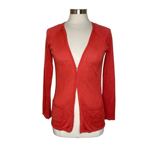 Maria Di Ripabianca Silk Linen Blend Knit Cardigan Front Pockets Women’s US 6 - Picture 11 of 11